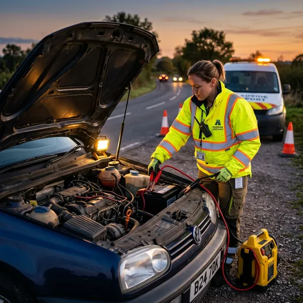 Dépannage de batterie de voiture avec câbles de démarrage